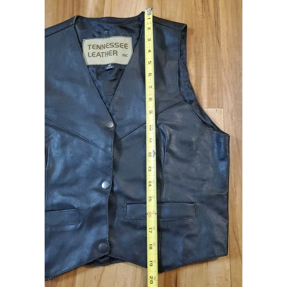 Tennessee Leather Biker Vest Black Size Medium Motorcycle